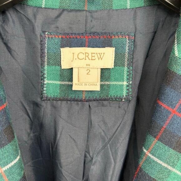 J. Crew Y2K Tartan Plaid Wool Blend Blazer Academia Business Holiday Size 2 - Picture 3 of 10